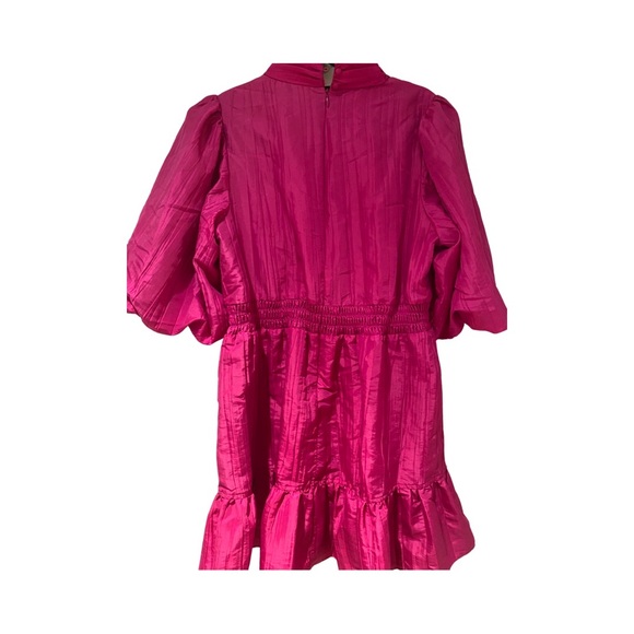 NWT Jonathan Simkhai Merilyn Pink Taffeta Puff Sleeve Mini Dress Size 12 - Picture 4 of 4